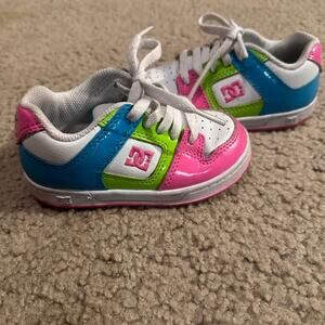 DC ATHLETIC SNEAKERS LACE UP MULTI COLORED PINK WHITE GREEN BLUE LITTLE PERSON